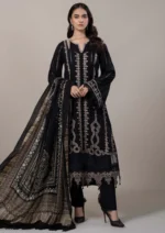 MB-49 Unstitched Embroidered Dhanak Suit With Embroidered Dhanak Shawl