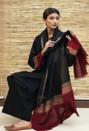 BR-1076 3Pc Unstitched Dhanak Suit with Printed Woolen Shawl