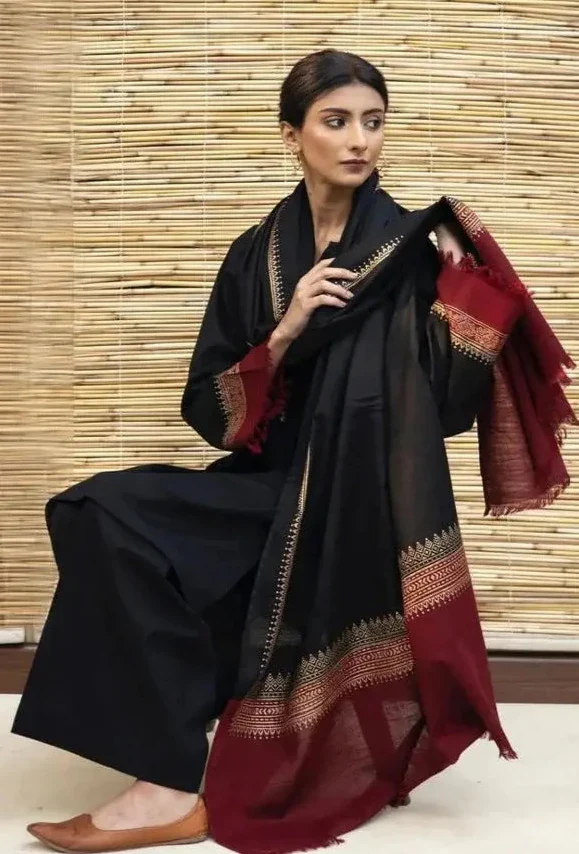 BR-1076 3Pc Unstitched Dhanak Suit with Printed Woolen Shawl