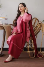 AS-15 Unstitched Fully Embroidered Dhanak Suit With Dhanak Shawl