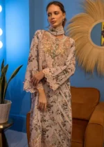 3pc Unstitched Digital Printed Lawn Suit With Silk Digital Printed Dupatta & Embroidered Laces