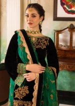 JZ-953 Sequence Embroidered 9000 Micro Velvet 3Pc With Organza Embroidered Dupatta