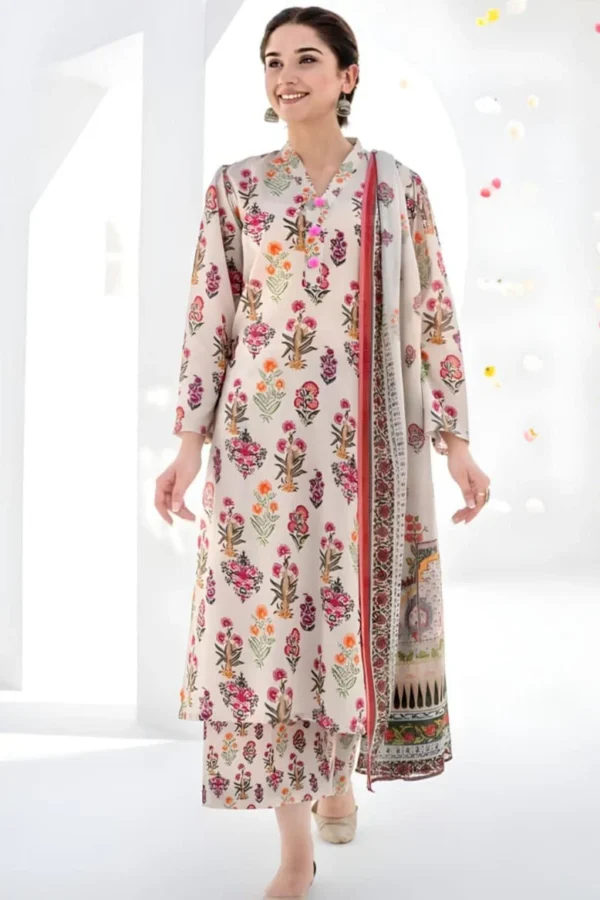 BQ-409 Digital Printed 3Pc Unstitched Lawn Suit With Digital Printed Lawn Dupatta
