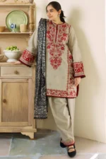ZS-57 Unstitched Fully Embroided Dhanak Suit With Wool Shawl
