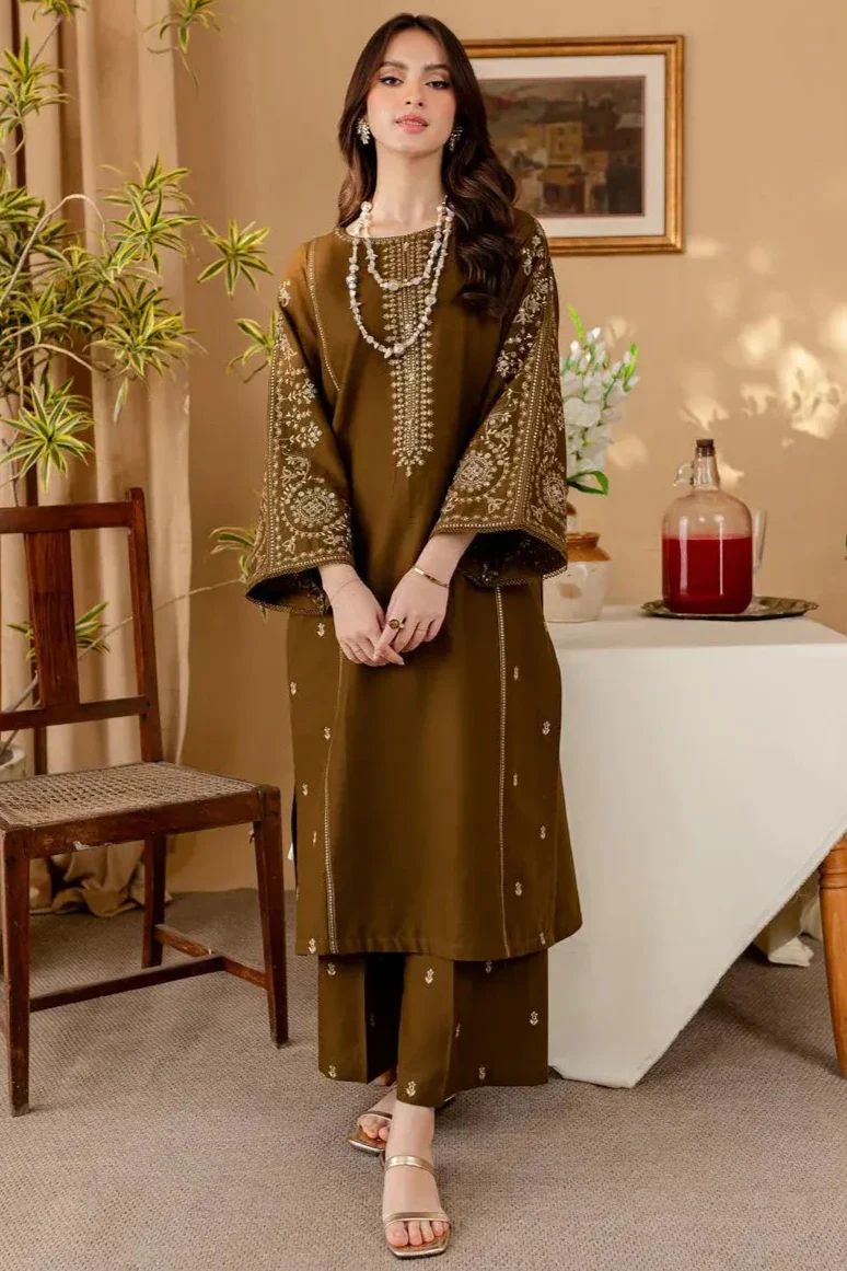 BA-68 Unstitched Fully Embroided Dhanak 2 Piece Suit