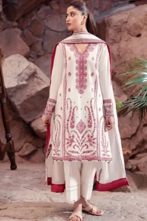 BR_01 Unstitched Embroidered Dhanak Wool Suit With Embroidered Dhanak Shawl