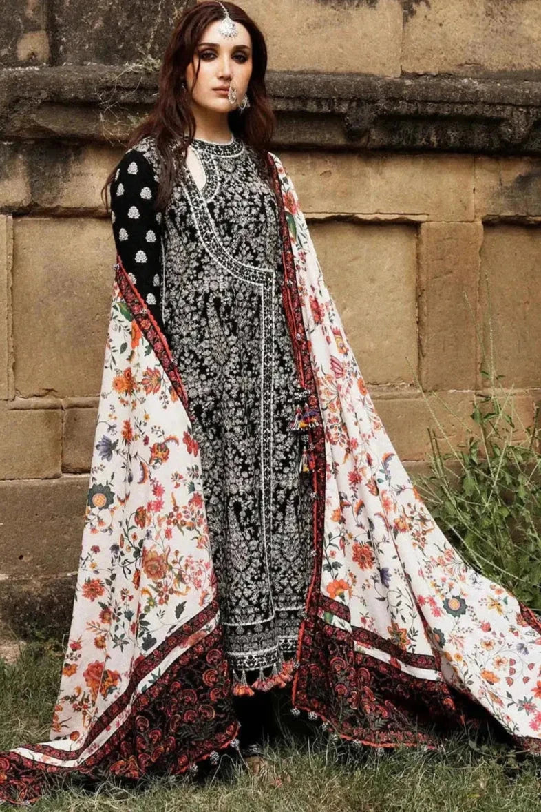 NS-720 Dhanak Embroidered Suit With Digital Printed Wool Shawl