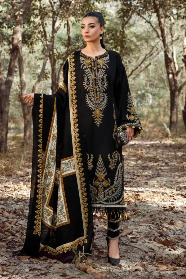 MB-700 Dhanak Embroidered Suit With Digital Printed Wool Shawl