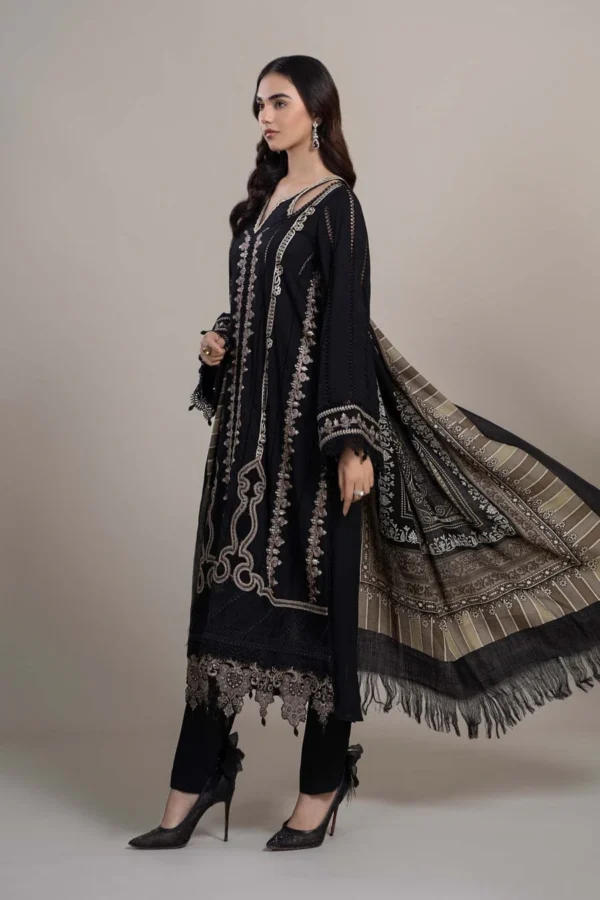 MB-49 Unstitched Embroidered Dhanak Suit With Embroidered Dhanak Shawl