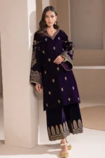 AJ-1005 Embroidered 9000 Micro Velvet 3Pc With Organza Embroidered Dupatta