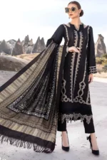 MB-49 Unstitched Embroidered Dhanak Suit With Embroidered Dhanak Shawl