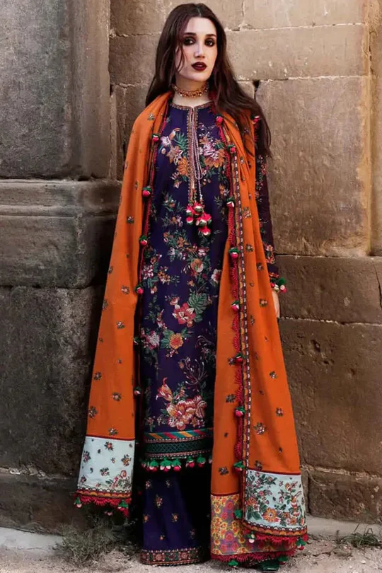 AJ_680 Unstitched Heavy Embroidered Dhanak Suit Embroidered Dhanak Shawl