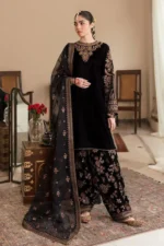 BR_804 Sequence Embroidered 9000 Micro Velvet 3Pc With Organza Embroidered Dupatta