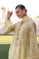 BR-801 Lawn Embroidered 3pc Suit With Embroidered Bamber Chiffon Dupatta