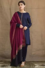 BR-1100 Unstitched Dhanak Marina Suit With Wool Shawl