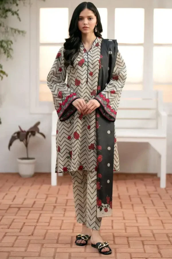 BK-178 Khaddar 3pc Digital Printed Suit With Digital Printed Khaddar Dupatta