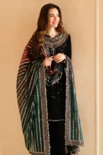 JZ-995 Embroidered 9000 Micro Velvet 3Pc With Embroidered Chiffon Dupatta
