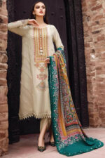 RM-670 Dhanak Embroidered Suit With Digital Printed Wool Shawl