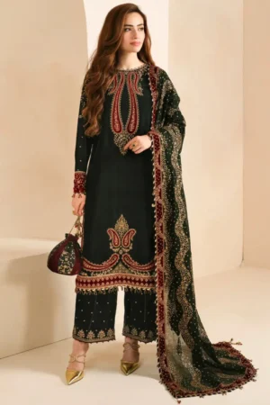 JZ-999 Embroidered 9000 Micro Velvet 3Pc With Embroidered Chiffon Dupatta