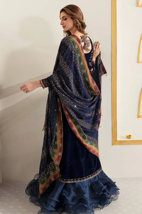 JZ-990 Embroidered 9000 Micro Velvet 3Pc With Embroidered Chiffon Dupatta