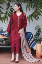 BR-1110 Unstitched Heavy Embroidered Dhanak Suit Embroidered Dhanak Shawl