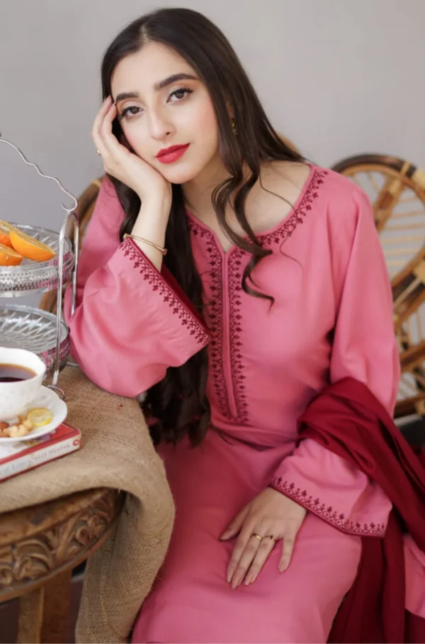 AS-15 Unstitched Fully Embroidered Dhanak Suit With Dhanak Shawl