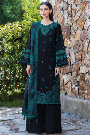 BQ-150 Unstitched Fully Embroidered Dhanak Fabric With Printed Shawl