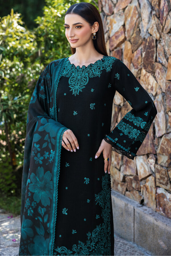BQ-150 Unstitched Fully Embroidered Dhanak Fabric With Printed Shawl