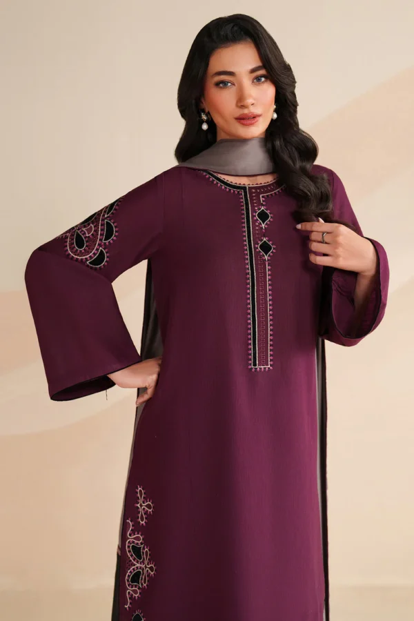 3 Piece – Unstitched Embroidered Dhanak Fabric