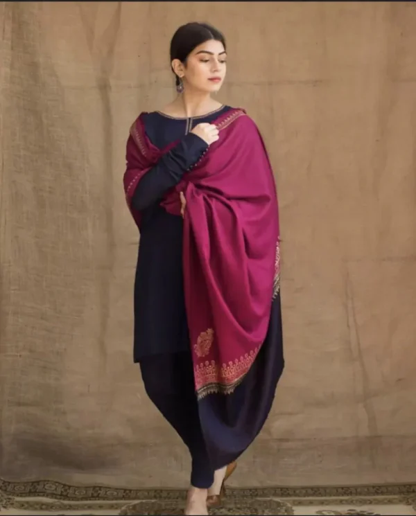BR-1115 Unstitched Dhanak Marina Suit With Wool Shawl