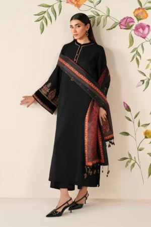 BQ-145 Unstitched Dhanak Suit with Printed Wool Shawl